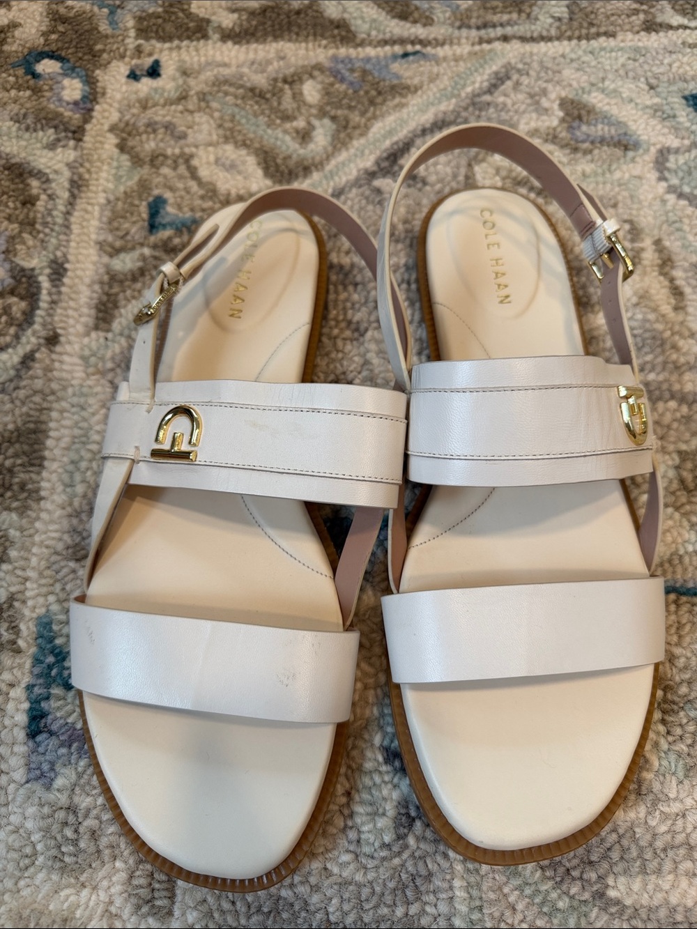 Cole Haan Cream Double-Strap Slingback Sandals